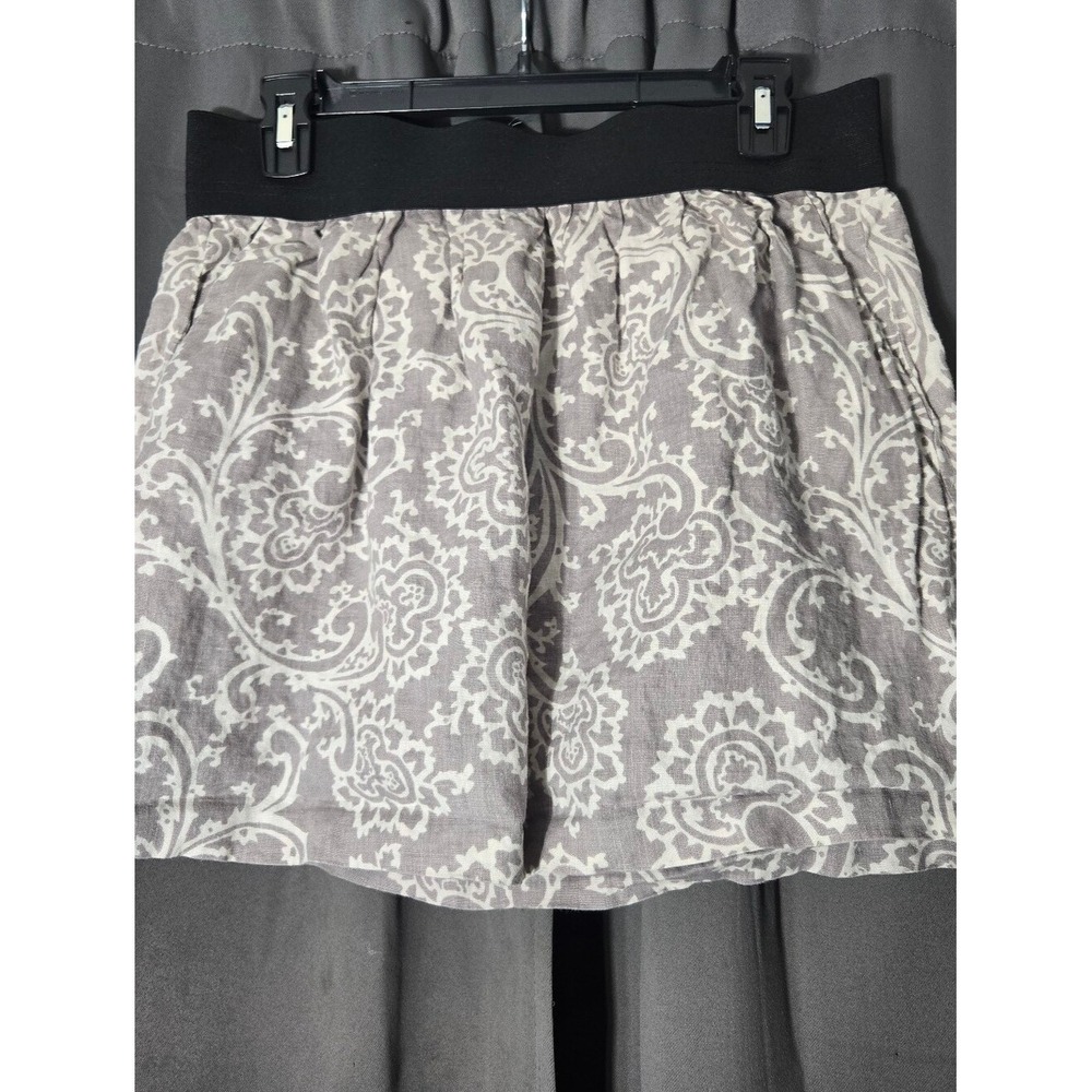Ann Taylor LOFT Linen Bubble Skirt Paisley Design Thick Elastic Waist Size 8